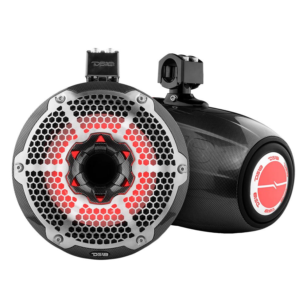 DS18 HYDRO 10" Neodymium Marine Towers w/Built-In Passive Radiator, 1" Driver RGB LED Light - 900W - Black [CF-X10TPNEO] - Houseboatparts.com