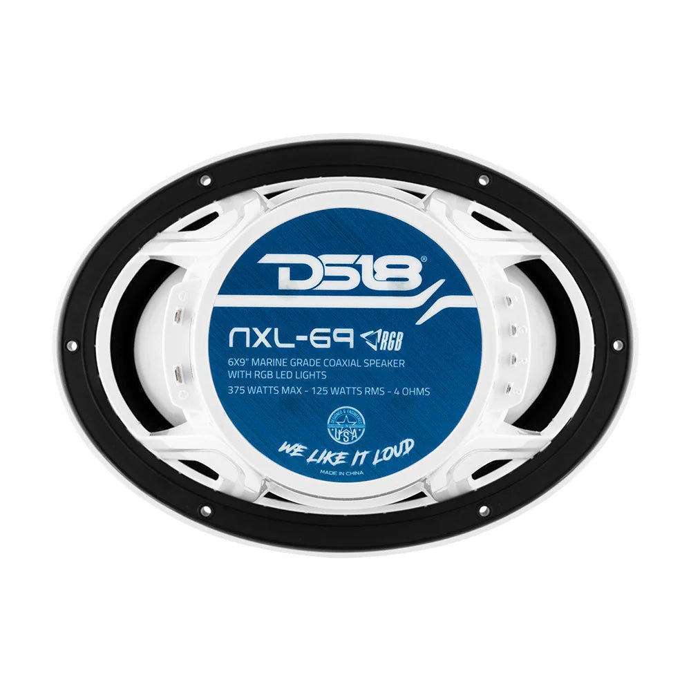 DS18 HYDRO 6 x 9" 2-Way Marine Speakers w/Integrated RGB LED Lights - 375W - White [NXL-69/WH] - Houseboatparts.com