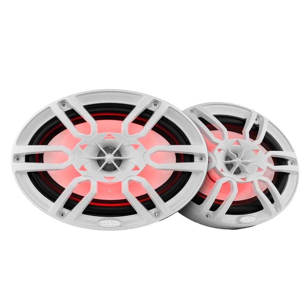 DS18 HYDRO 6 x 9" 2-Way Marine Speakers w/Integrated RGB LED Lights - 375W - White [NXL-69/WH] - Houseboatparts.com