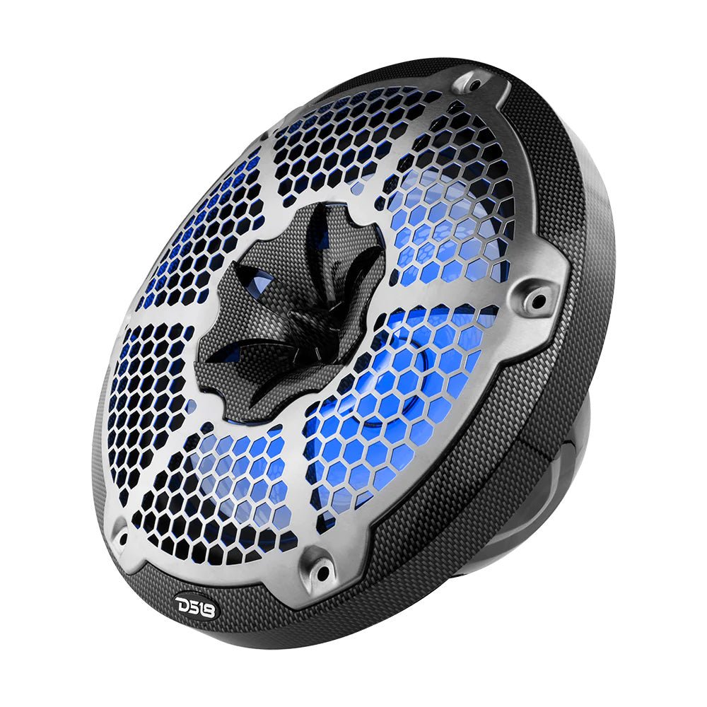 DS18 HYDRO 10" 2-Way Speakers w/Bullet Tweeter Integrated RGB LED Lights - Carbon Fiber [CF-10M] - Houseboatparts.com