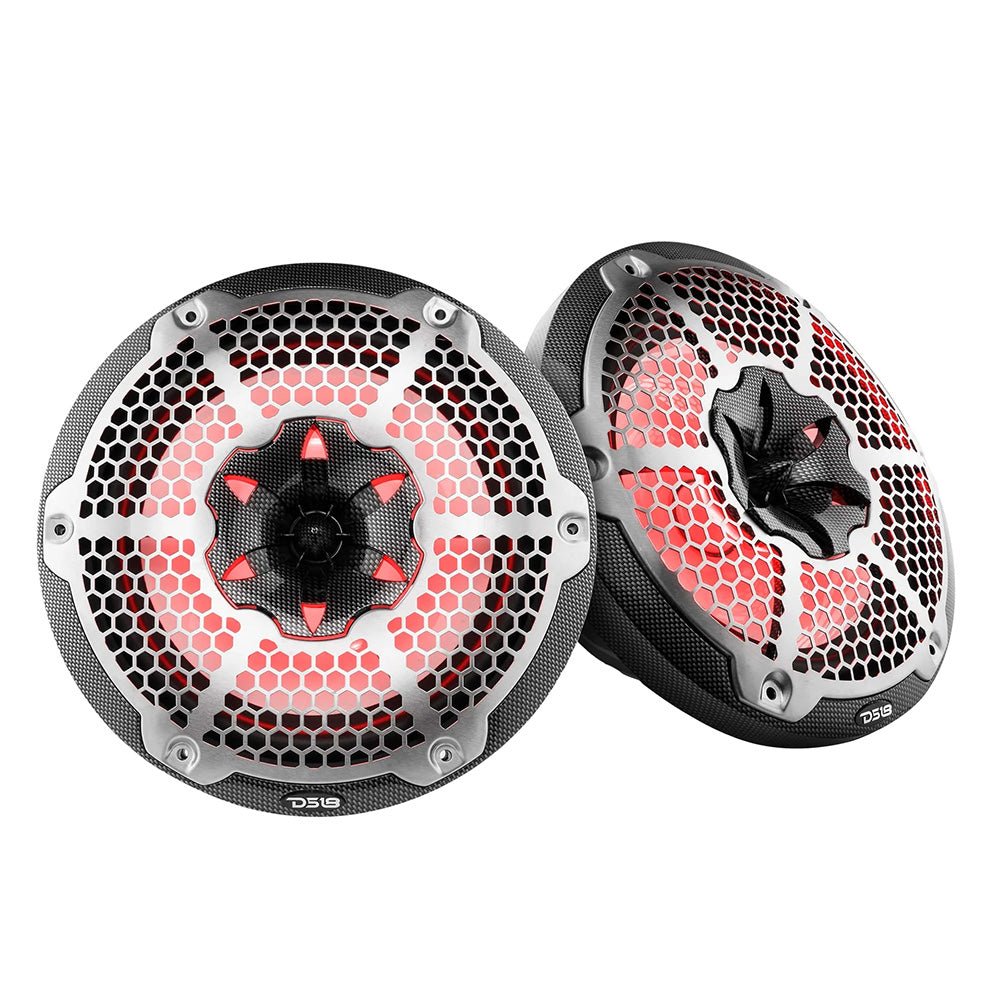 DS18 HYDRO 10" 2-Way Speakers w/Bullet Tweeter Integrated RGB LED Lights - Carbon Fiber [CF-10M] - Houseboatparts.com