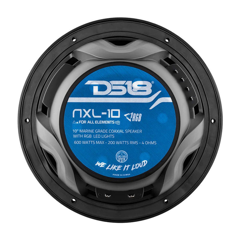 DS18 HYDRO 10" 2-Way Marine Speakers w/Bullet Tweeters Integrated RGB LED Lights - Black [NXL-10/BK] - Houseboatparts.com