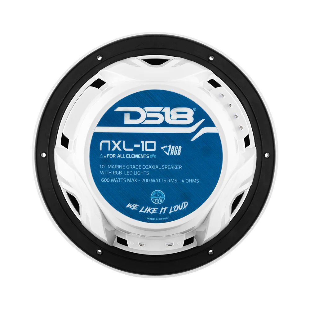 DS18 HYDRO 10" 2-Way Marine Speakers w/Bullet Tweeters Integrated RGB LED Lights - White [NXL-10/WH] - Houseboatparts.com