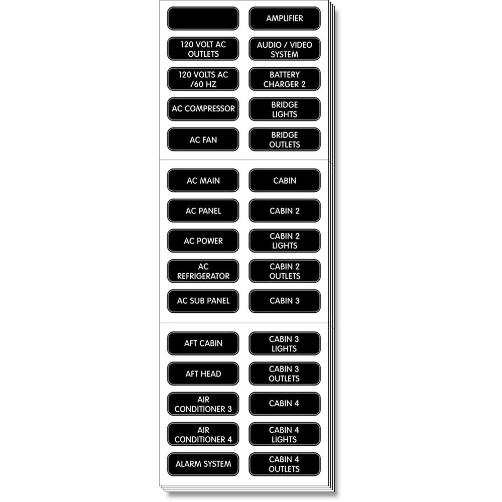 Blue Sea 8067 AC Panel Extended 120 Label Set [8067] - Houseboatparts.com