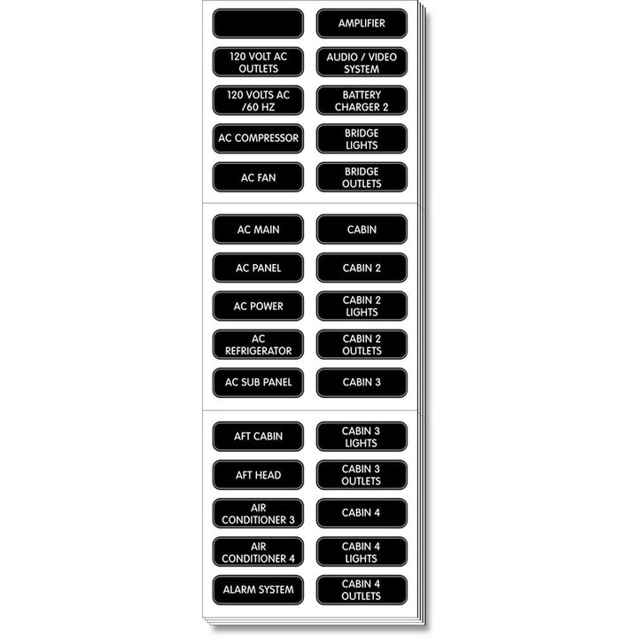 Blue Sea 8067 AC Panel Extended 120 Label Set [8067] - Houseboatparts.com