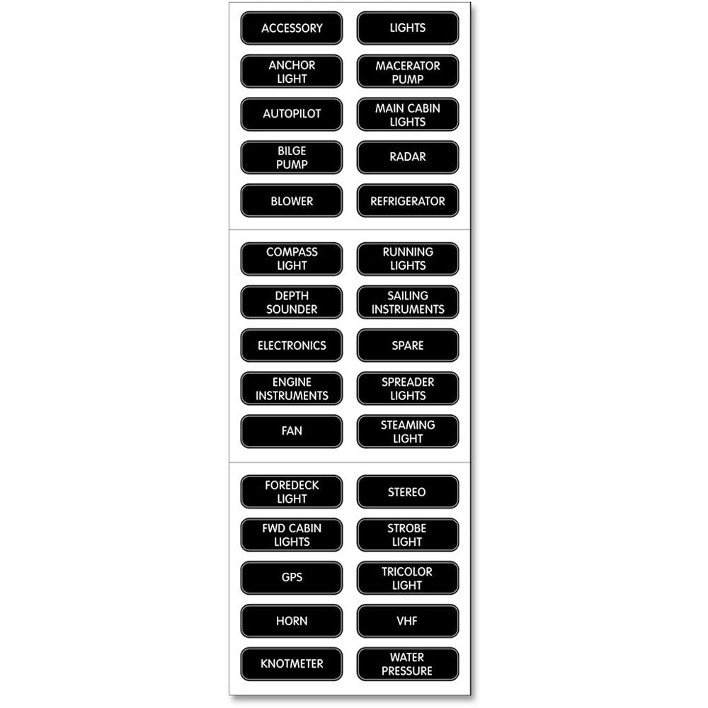 Blue Sea 8030 DC Panel Basic 30 Label Set [8030] - Houseboatparts.com