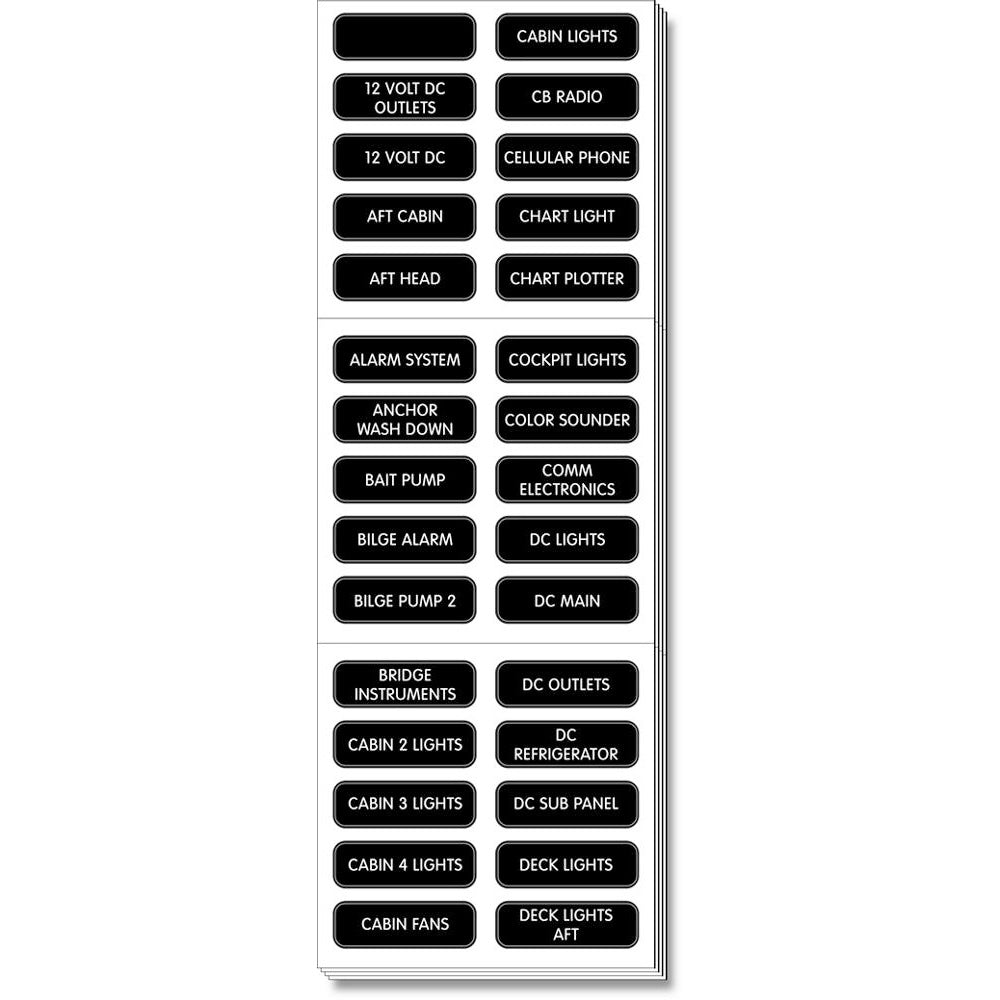 Blue Sea 8039 DC Panel Extended 120 Label Set [8039] - Houseboatparts.com