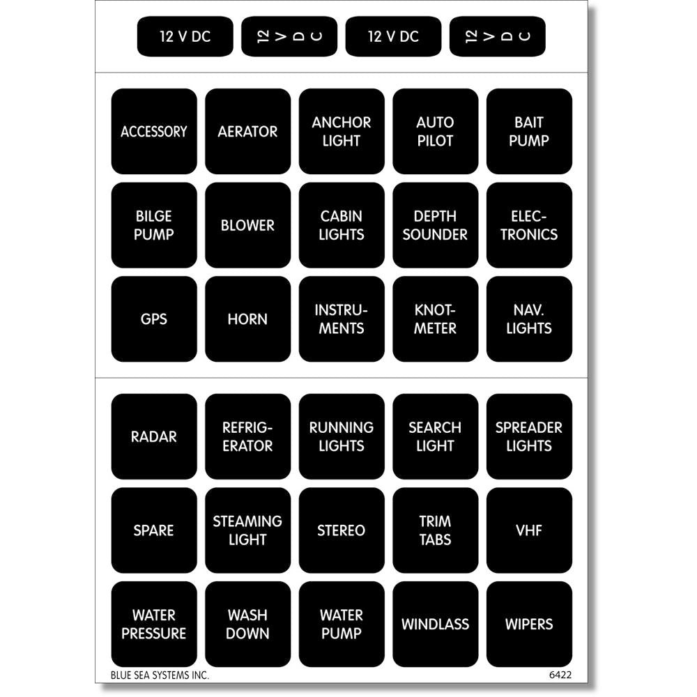 Blue Sea 4215 Square Format Label Set - 30 [4215] - Houseboatparts.com