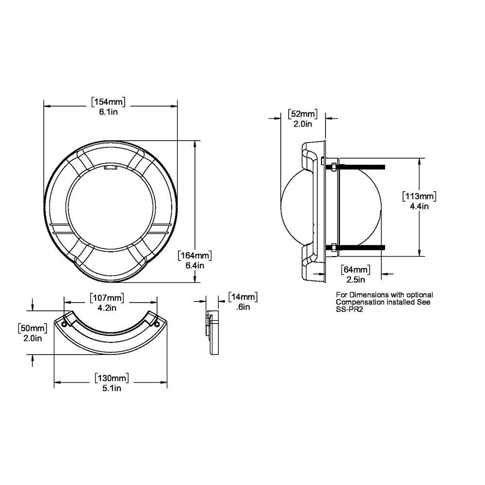 Ritchie SR-2 Venture Sail Boat Compass w/Clinometer - Bulkhead Mount - Black [SR-2] - Houseboatparts.com