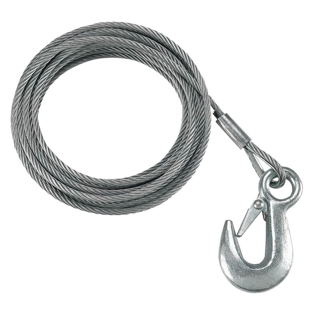 Fulton 7/32" x 50' Galvanized Winch Cable and Hook - 5,600 lbs. Breaking Strength [WC750 0100] - Houseboatparts.com