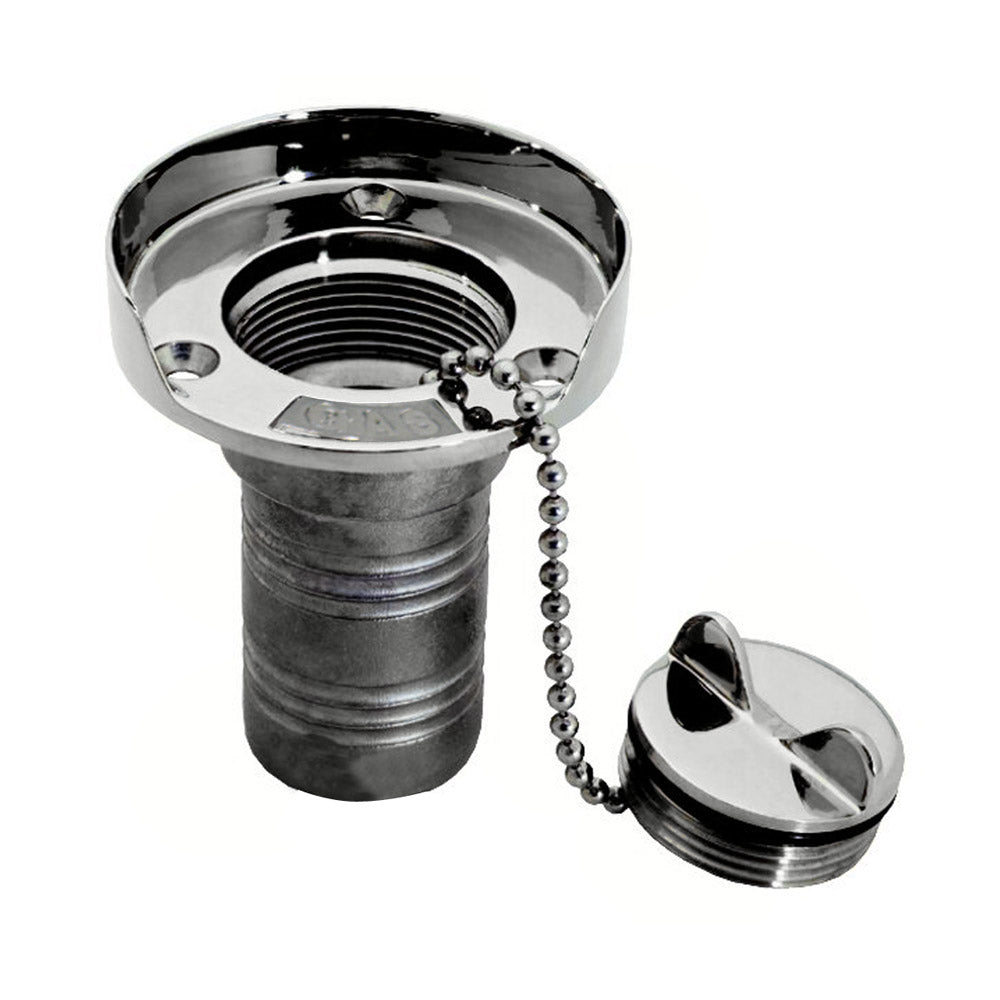 Whitecap Gas Hose Deck Fill w/Splash Guard - 1-1/2" Chain [6001] - Houseboatparts.com