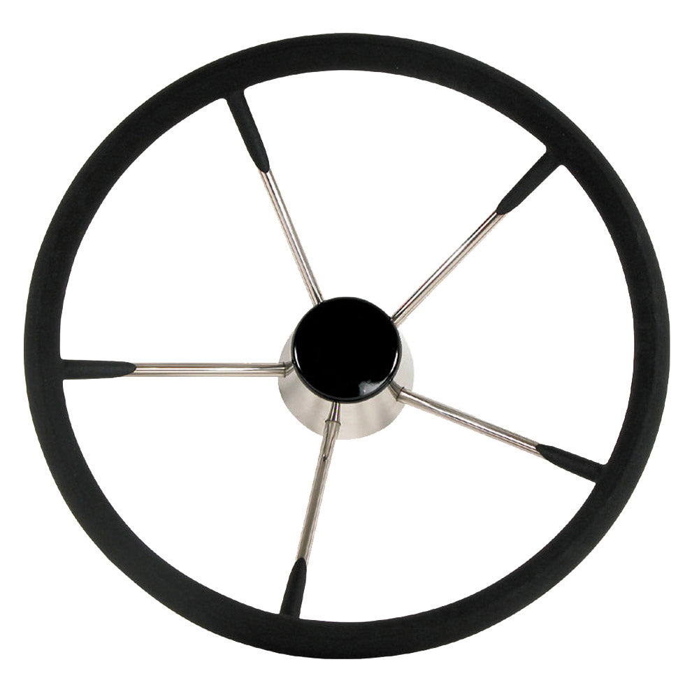 Whitecap Destroyer Steering Wheel - Black Foam, 15" Diameter [S-9004B] - Houseboatparts.com