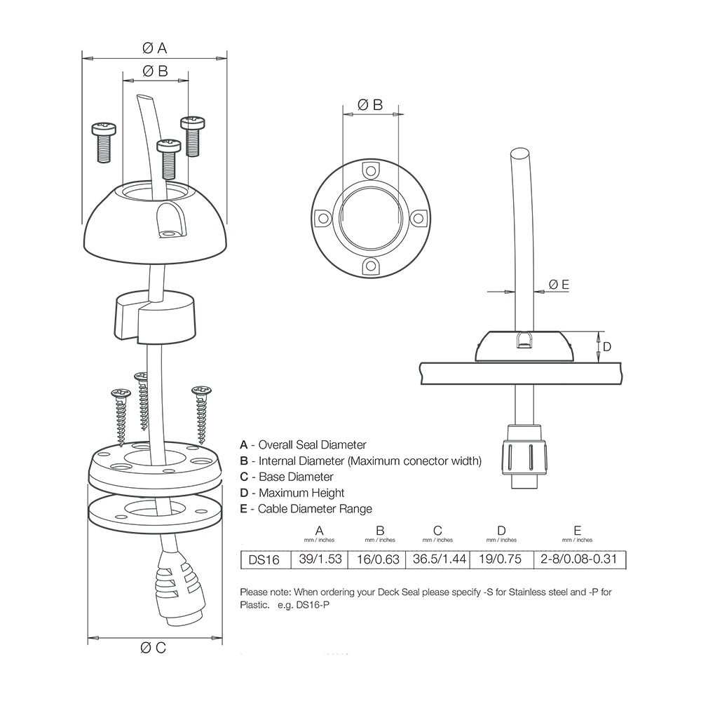 Scanstrut DS16-P Vertical Cable Seal [DS16-P] - Houseboatparts.com