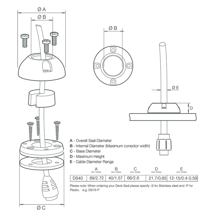 Scanstrut DS40-P Vertical Cable Seal [DS40-P] - Houseboatparts.com