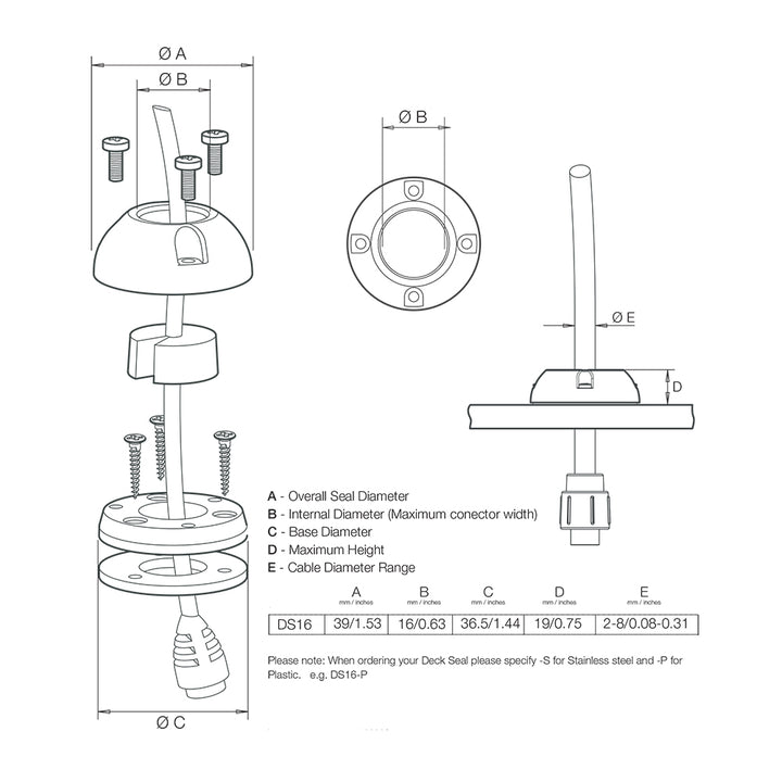 Scanstrut DS16-S Vertical Cable Seal - Stainless Steel [DS16-S] - Houseboatparts.com