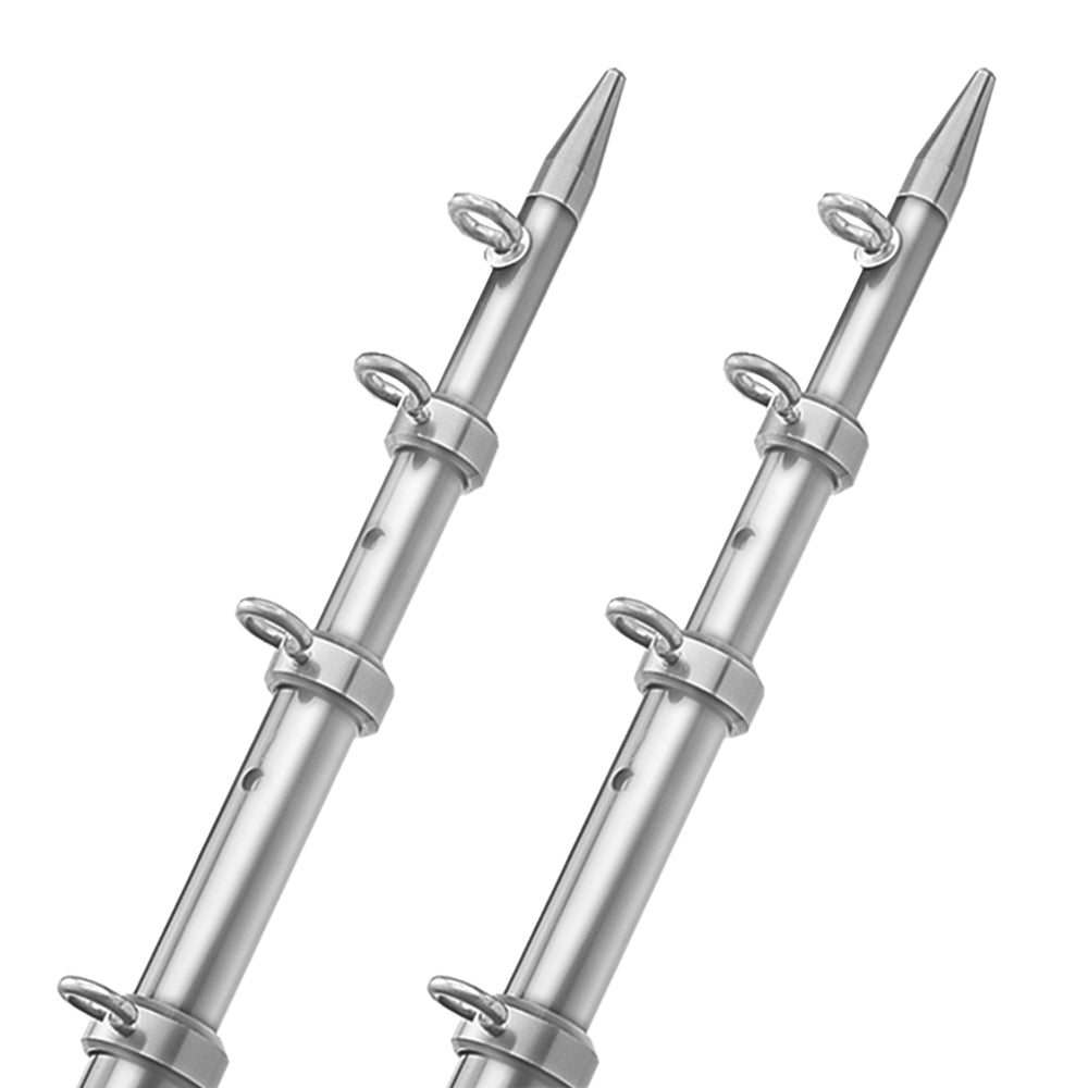 TACO 15' Telescopic Outrigger Poles HD 1-1/2" - Silver/Silver [OT-0542VEL15-HD] - Houseboatparts.com