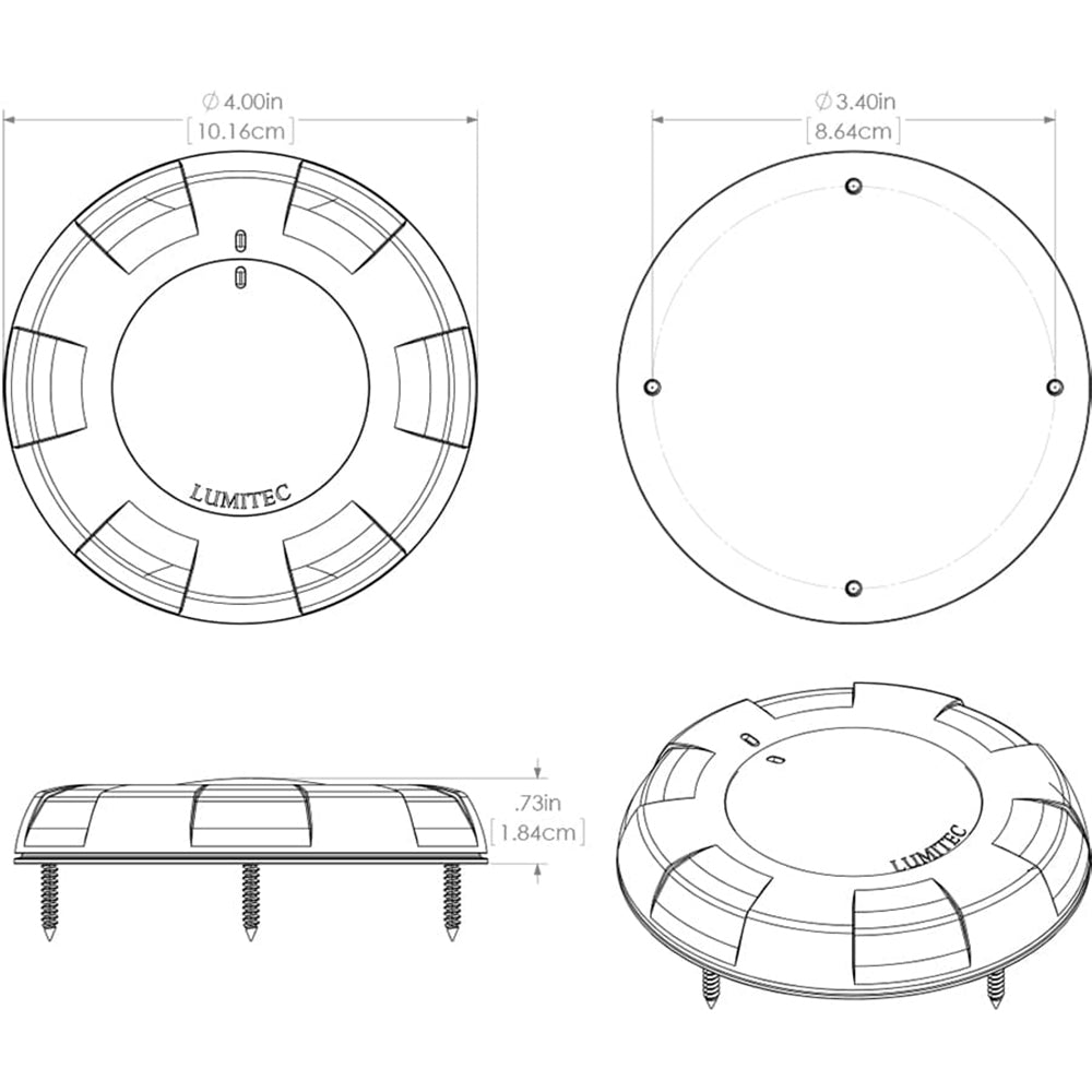 Lumitec Aurora LED Dome Light - White Finish - White/Blue Dimming [101075] - Houseboatparts.com