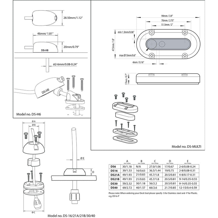 Scanstrut DS-Multi Vertical Cable Seal [DS-MULTI] - Houseboatparts.com