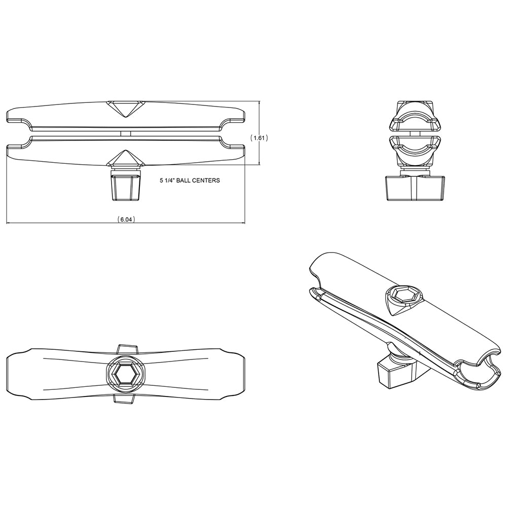 RAM Mount Long Double Socket Arm f/1" Ball Bases [RAM-B-201U-C] - Houseboatparts.com