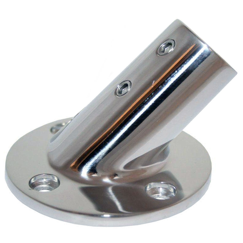 Whitecap " O.D. 45 Degree Round Base SS Rail Fitting [6014C] - Houseboatparts.com