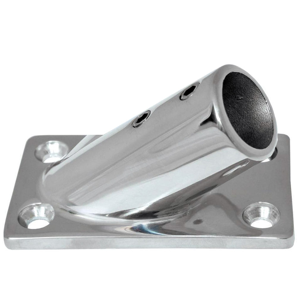 Whitecap " O.D. 30 Degree Rectangle Base SS Rail Fitting [6078C] - Houseboatparts.com