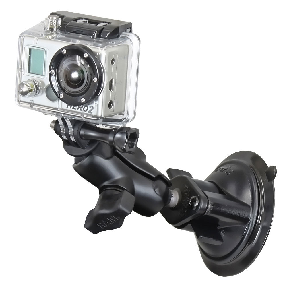 RAM Mount GoPro Hero Short Arm Suction Cup Mount [RAM-B-166-A-GOP1U] - Houseboatparts.com