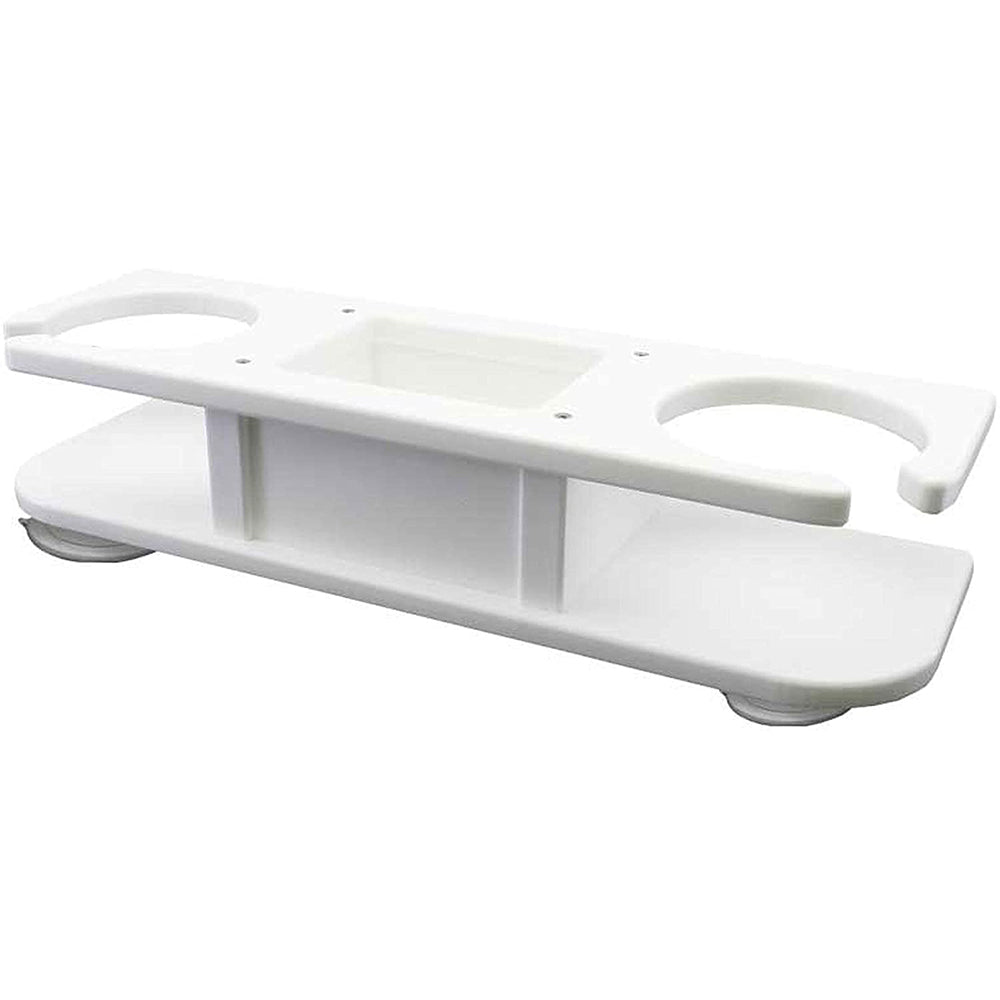 TACO 2-Drink Poly Holder w/Catch-All - White [P01-2000W] - Houseboatparts.com