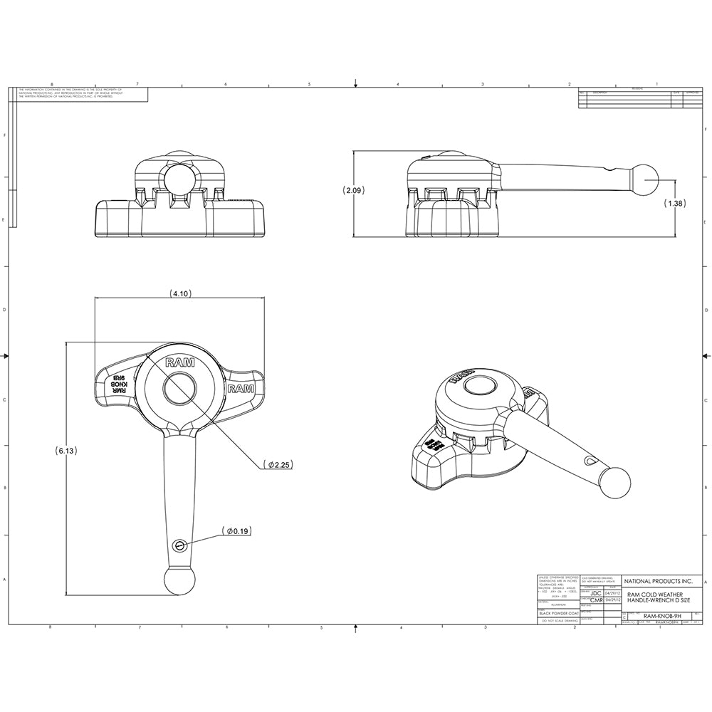 RAM Mount Handle Wrench f/"D" Size Ball Arms & Mounts [RAM-KNOB9HU] - Houseboatparts.com