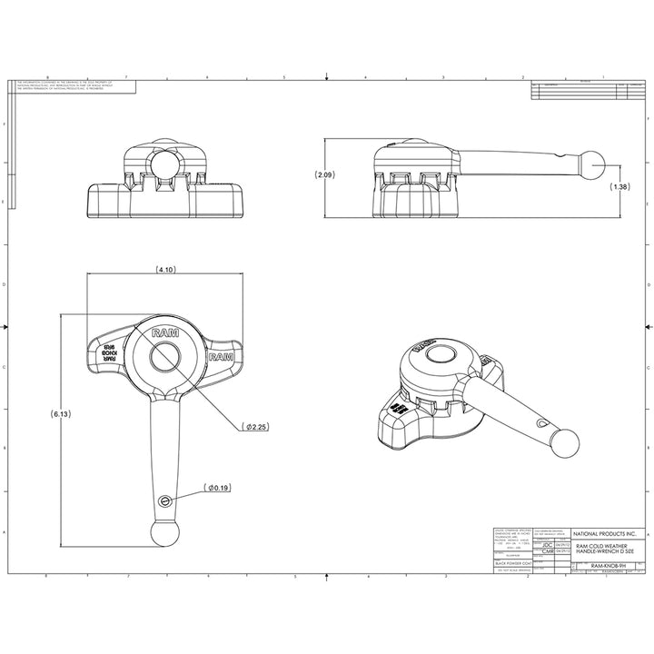RAM Mount Handle Wrench f/"D" Size Ball Arms & Mounts [RAM-KNOB9HU] - Houseboatparts.com
