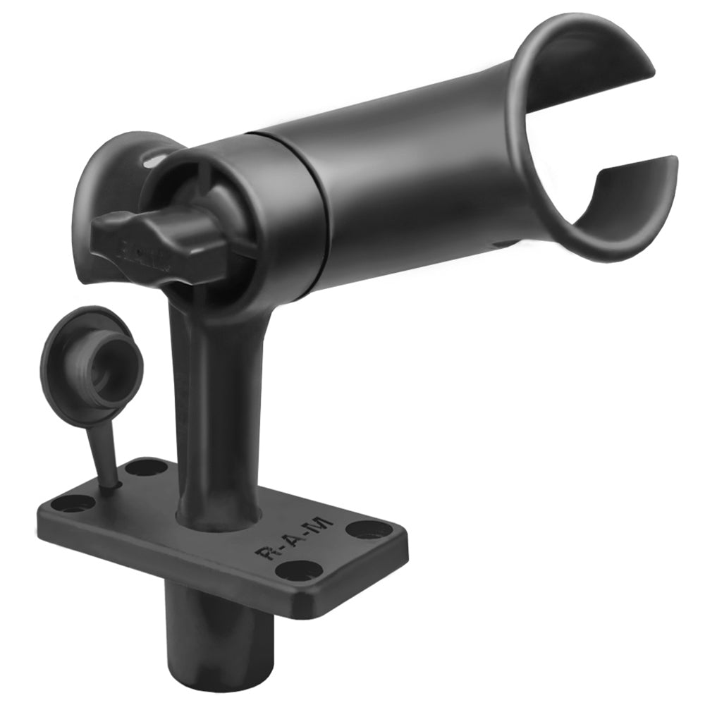 RAM Mount RAM Tube Jr. Rod Holder w/Short 4" Length Post Spline & Flush Mounting Base [RAP-390-SFU] - Houseboatparts.com