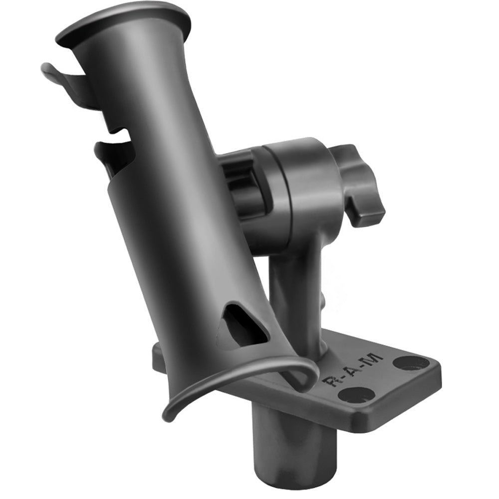 RAM Mount RAM Tube Jr. Rod Holder w/Short 4" Length Post Spline & Flush Mounting Base [RAP-390-SFU] - Houseboatparts.com