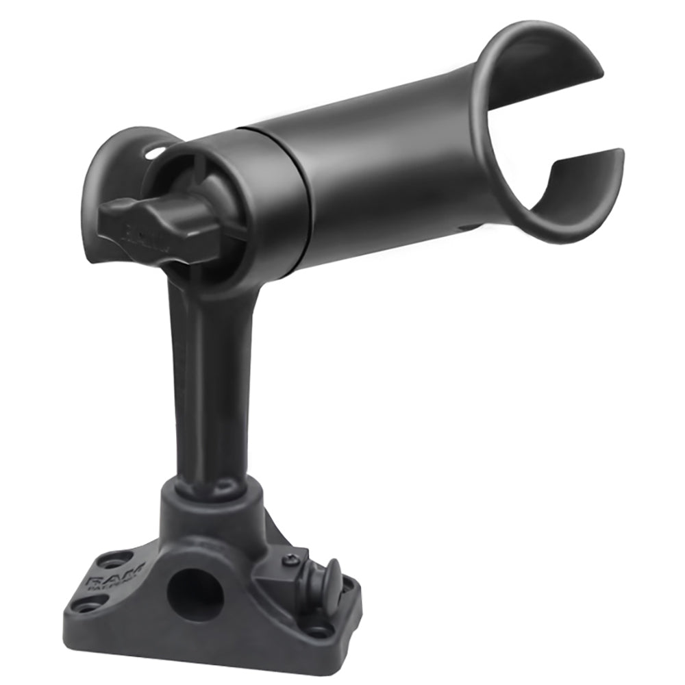 RAM Mount RAM Tube Jr. Fishing Rod Holder, Standard 4" Length Post Spline & Combo Bulkhead/Flat Surface Base w/Plunger [RAP-390-SBMPU] - Houseboatparts.com