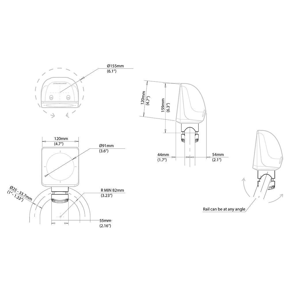 Scanstrut Scanpod Single Instrument Pod Rail Mount - Cut f/Standard Instrument - Fits 1" - 1.33" Rails [SPR-1I-RM] - Houseboatparts.com