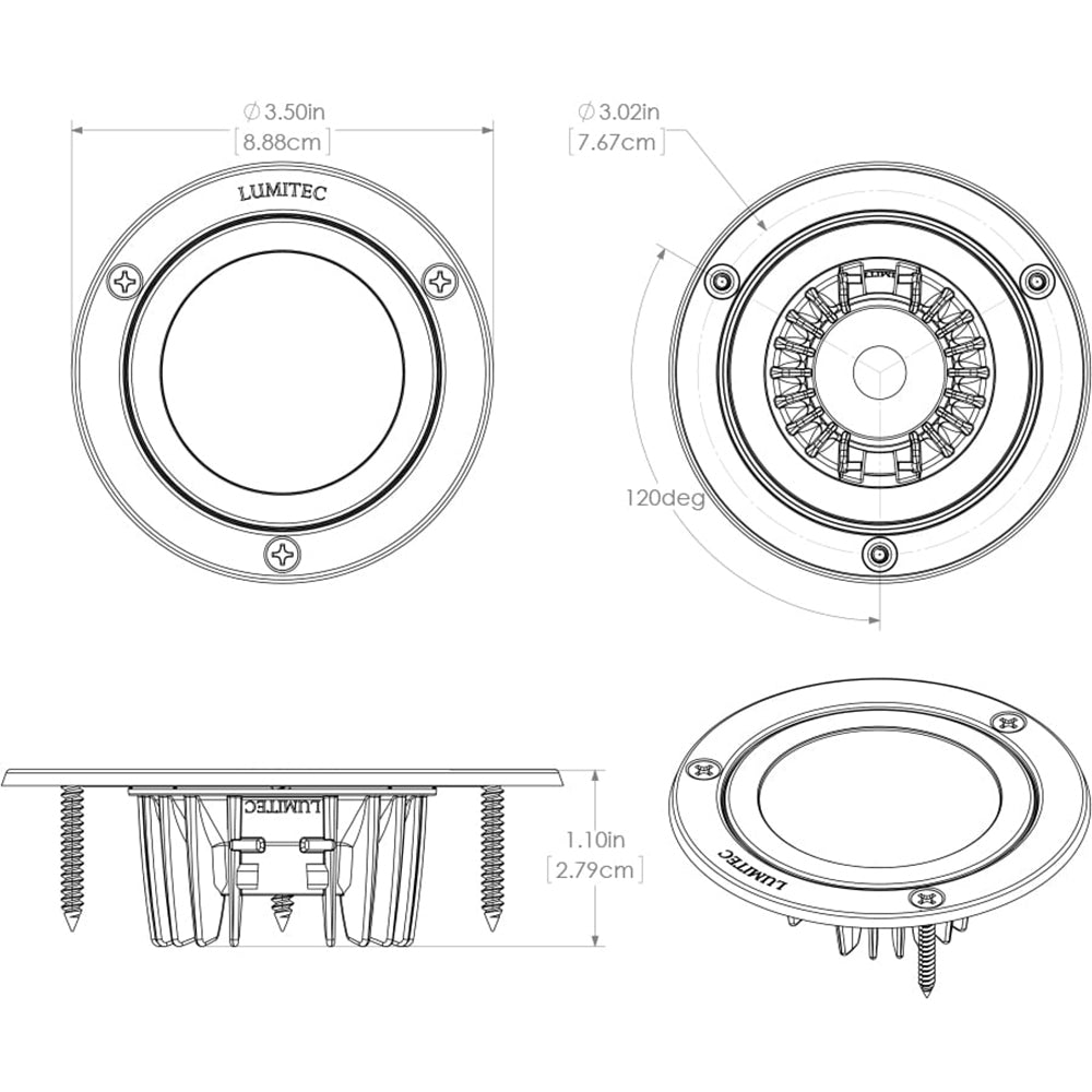 Lumitec Shadow - Flush Mount Down Light - Polished SS Finish - 3-Color Red/Blue Non Dimming w/White Dimming [114118] - Houseboatparts.com