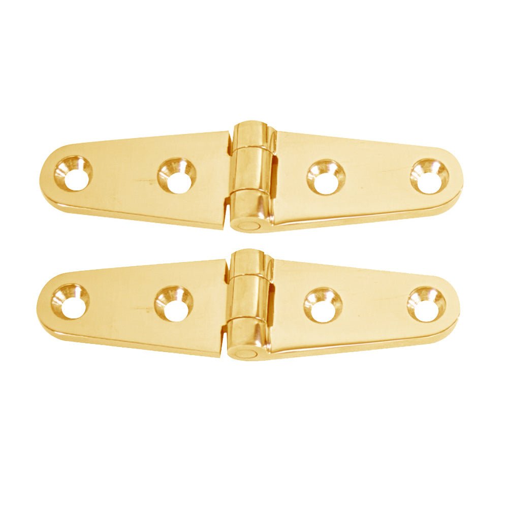 Whitecap Strap Hinge - Polished Brass - 4" x 1" - Pair [S - 604BC] - Houseboatparts.com