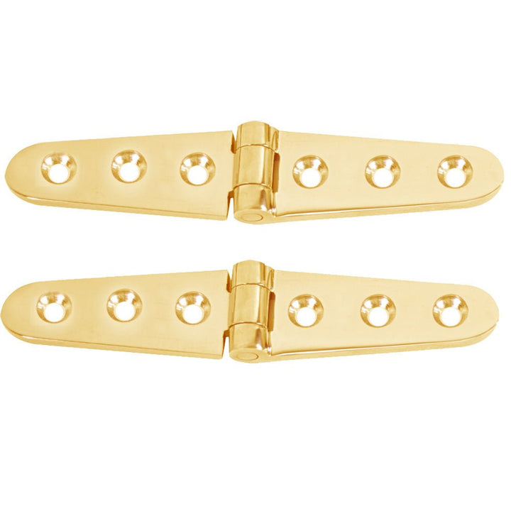 Whitecap Strap Hinge - Polished Brass - 6" x 1 - 1/8" - Pair [S - 605BC] - Houseboatparts.com
