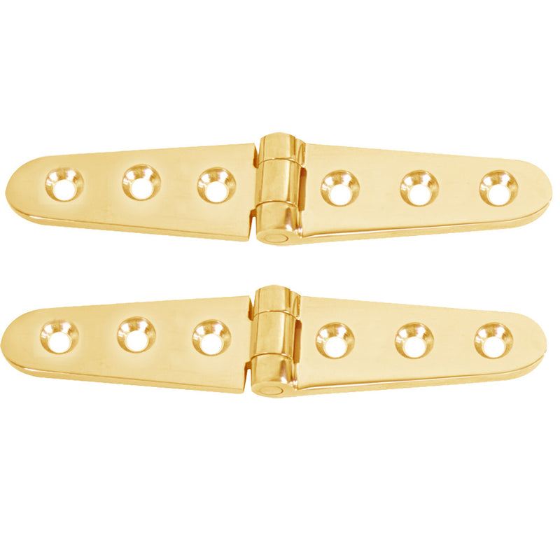 Whitecap Strap Hinge - Polished Brass - 6" x 1-1/8" - Pair [S-605BC] - Houseboatparts.com