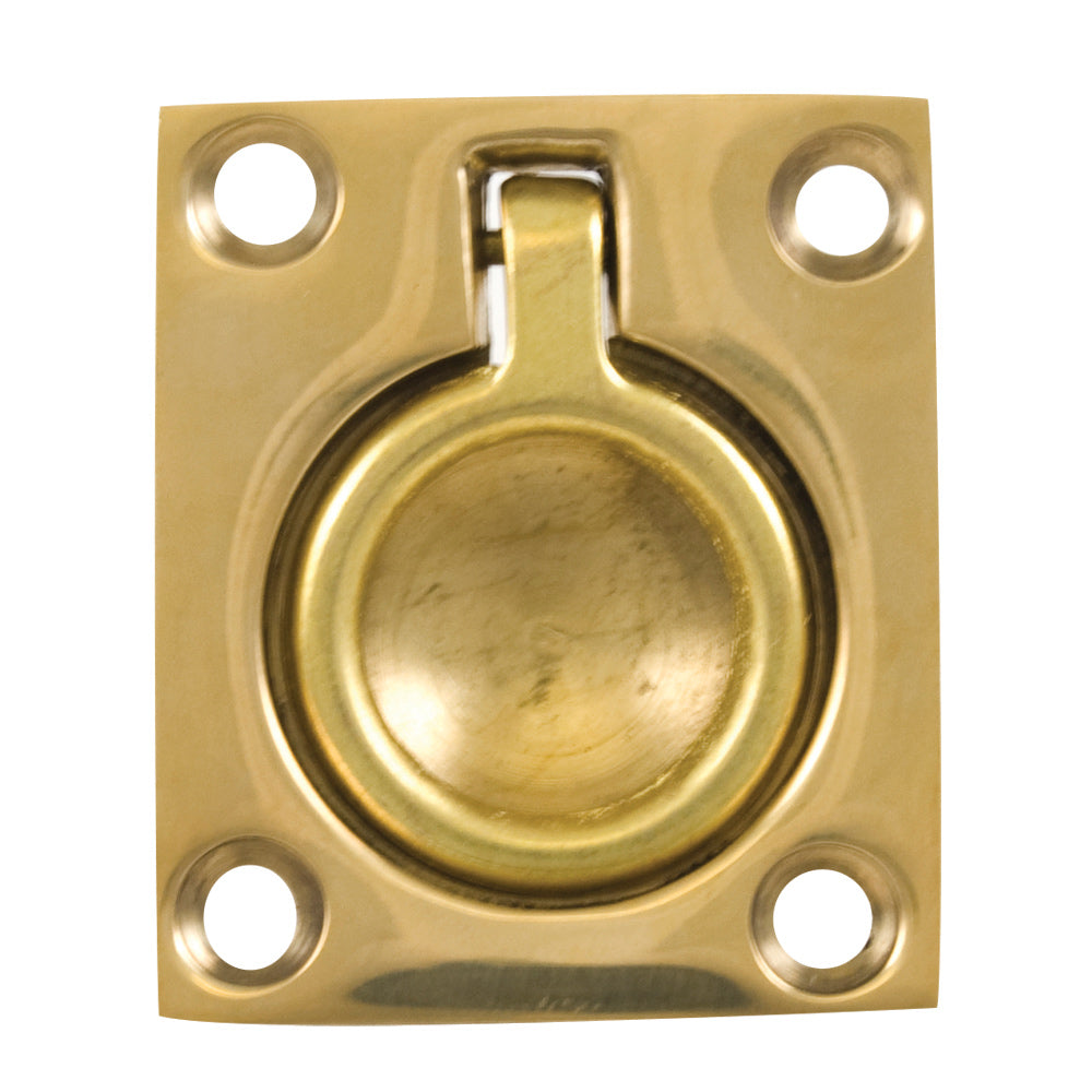 Whitecap Flush Pull Ring - Polished Brass - 1-1/2" x 1-3/4" [S-3360BC] - Houseboatparts.com