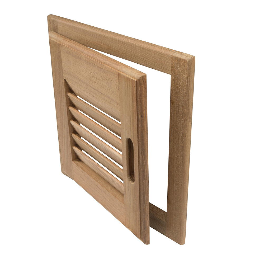 Whitecap Teak Louvered Door & Frame - Right Hand - 12" x 12" [60720] - Houseboatparts.com