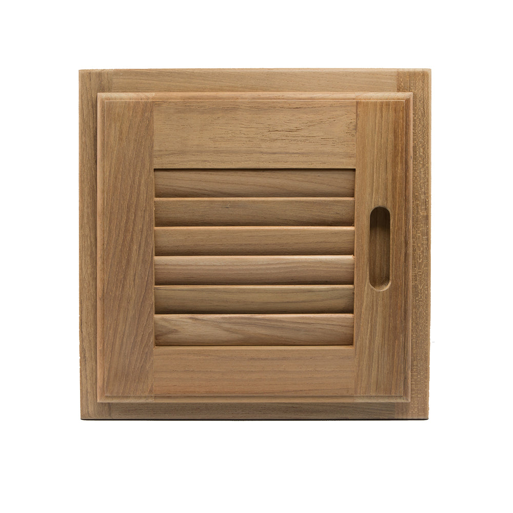 Whitecap Teak Louvered Door & Frame - Right Hand - 12" x 12" [60720] - Houseboatparts.com