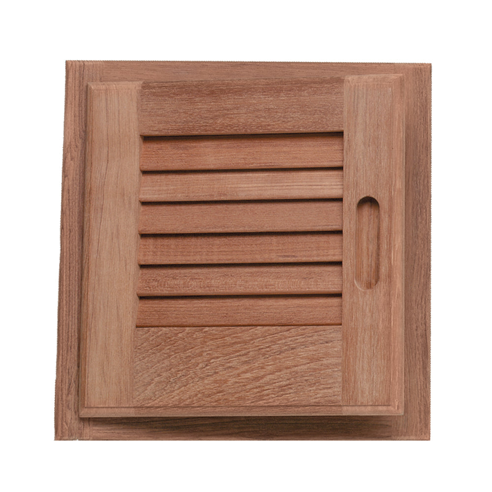 Whitecap Teak Louvered Door & Frame - Left Hand - 12" x 12" [60721] - Houseboatparts.com