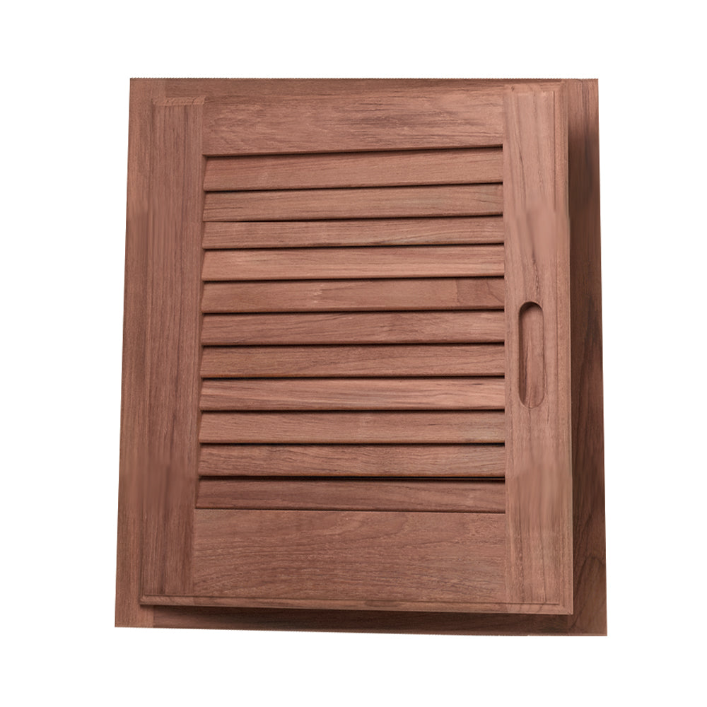 Whitecap Teak Louvered Door & Frame - Left Hand - 15" x 15" [60723] - Houseboatparts.com