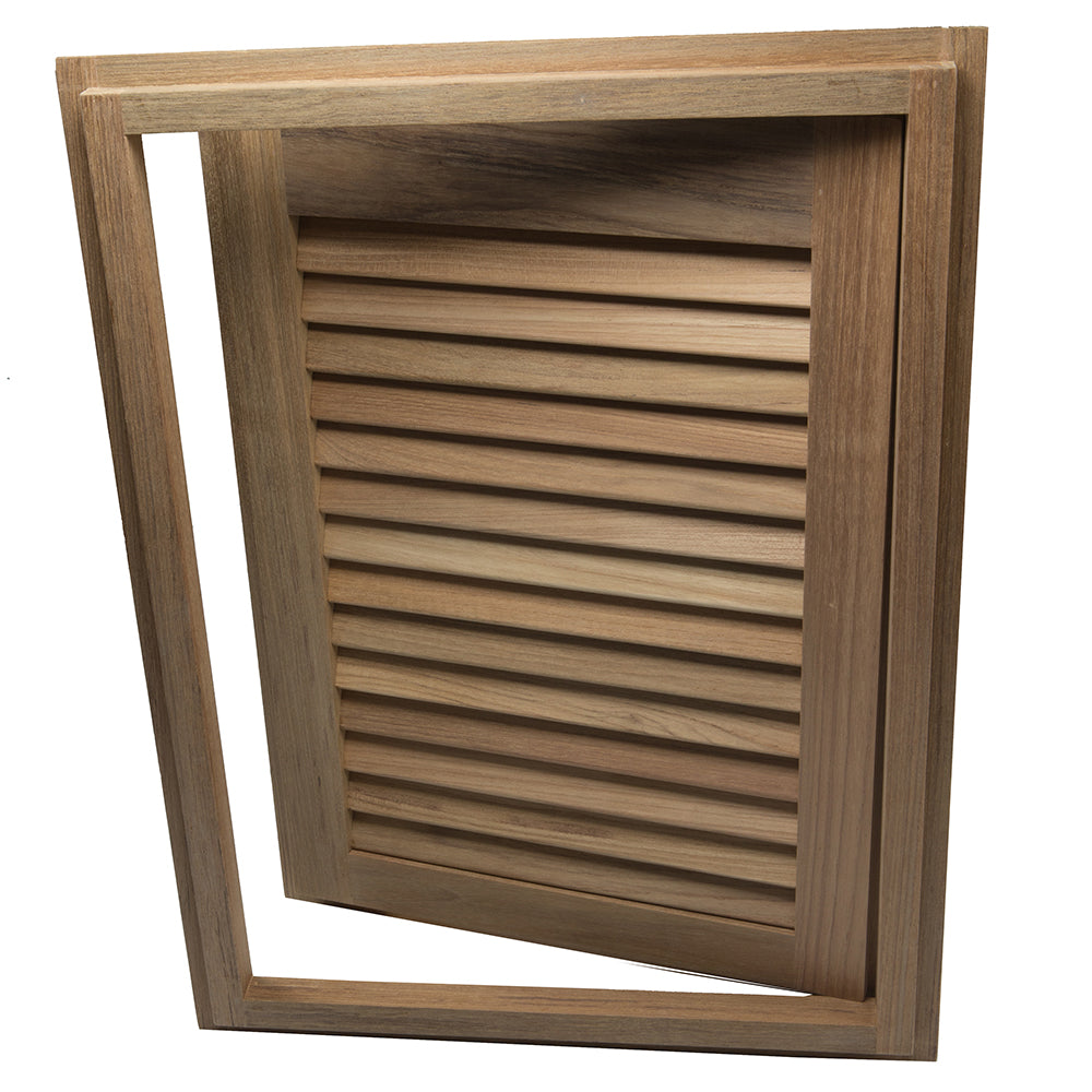 Whitecap Teak Louvered Door & Frame - Right Hand - 15" x 20" [60724] - Houseboatparts.com