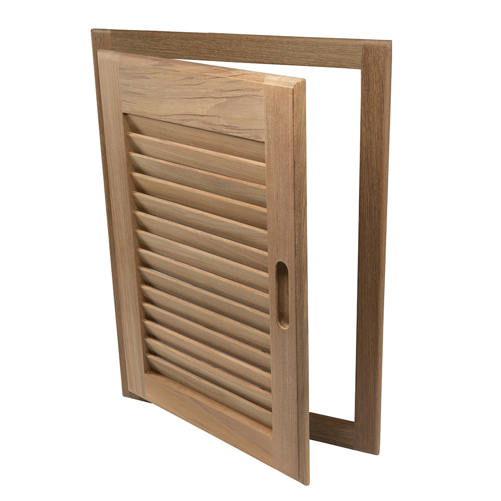 Whitecap Teak Louvered Door & Frame - Right Hand - 15" x 20" [60724] - Houseboatparts.com