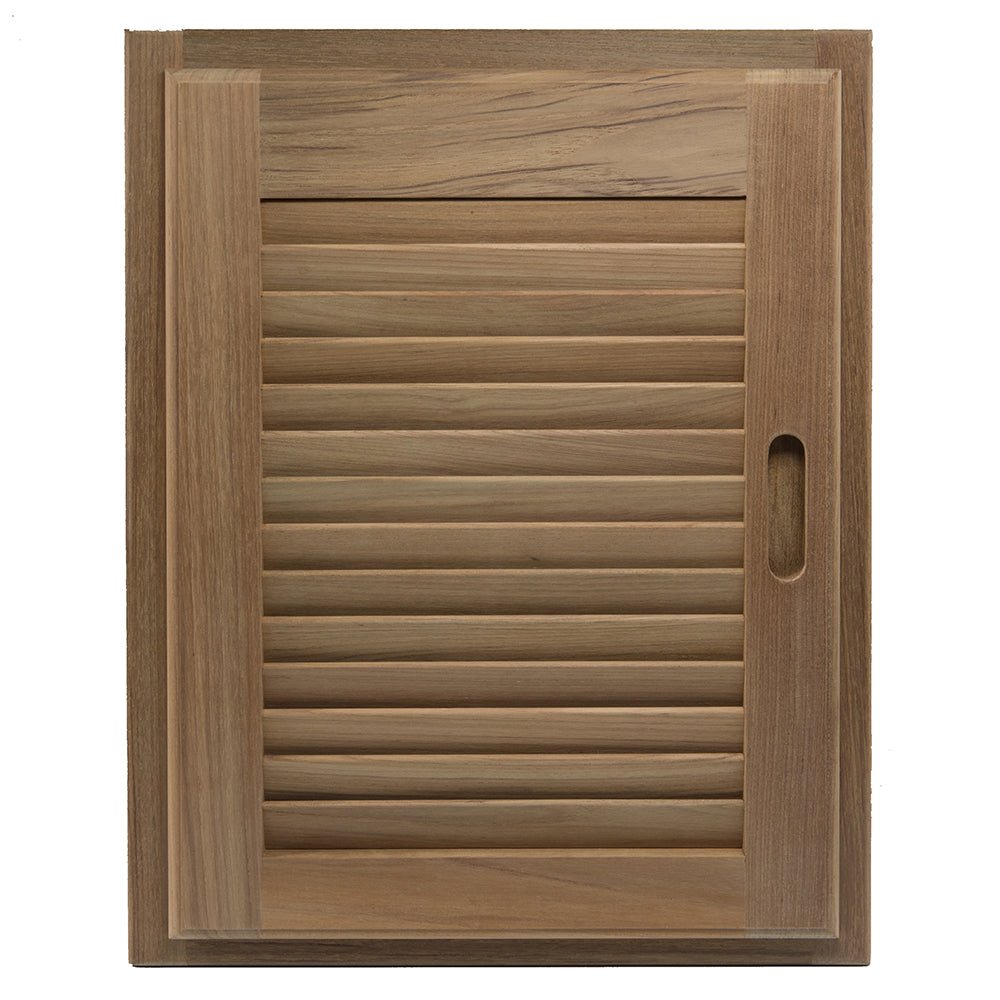 Whitecap Teak Louvered Door & Frame - Right Hand - 15" x 20" [60724] - Houseboatparts.com