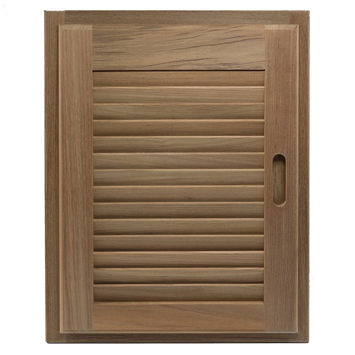 Whitecap Teak Louvered Door & Frame - Right Hand - 15" x 20" [60724] - Houseboatparts.com
