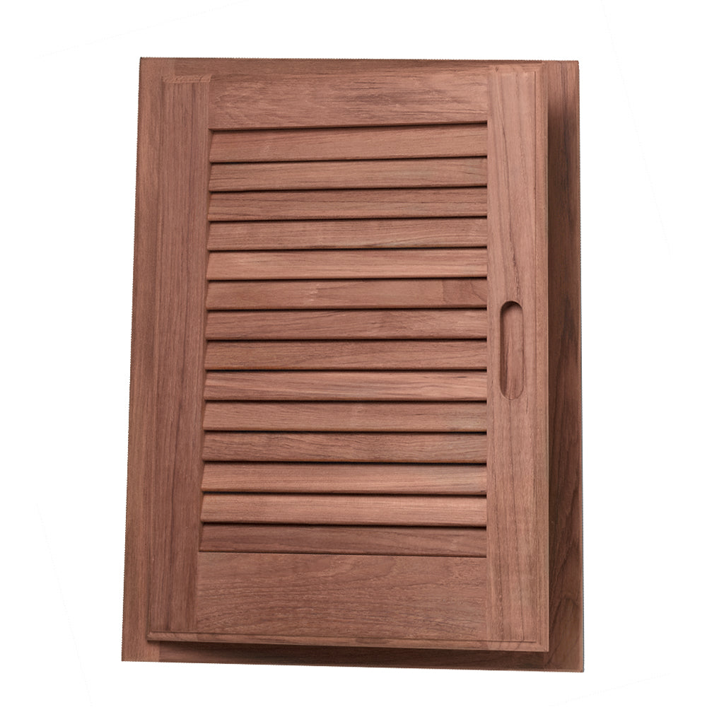 Whitecap Teak Louvered Door & Frame - Left Hand - 15" x 20" [60725] - Houseboatparts.com