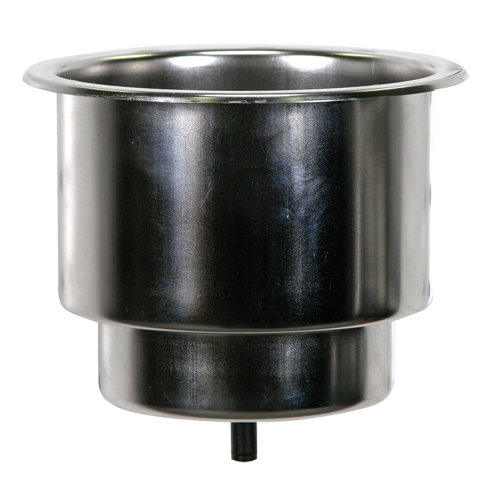 Whitecap Flush Cupholder w/Drain - 302 Stainless Steel [S-3511C] - Houseboatparts.com