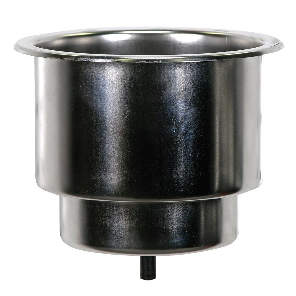 Whitecap Flush Cupholder w/Drain - 302 Stainless Steel [S - 3511C] - Houseboatparts.com