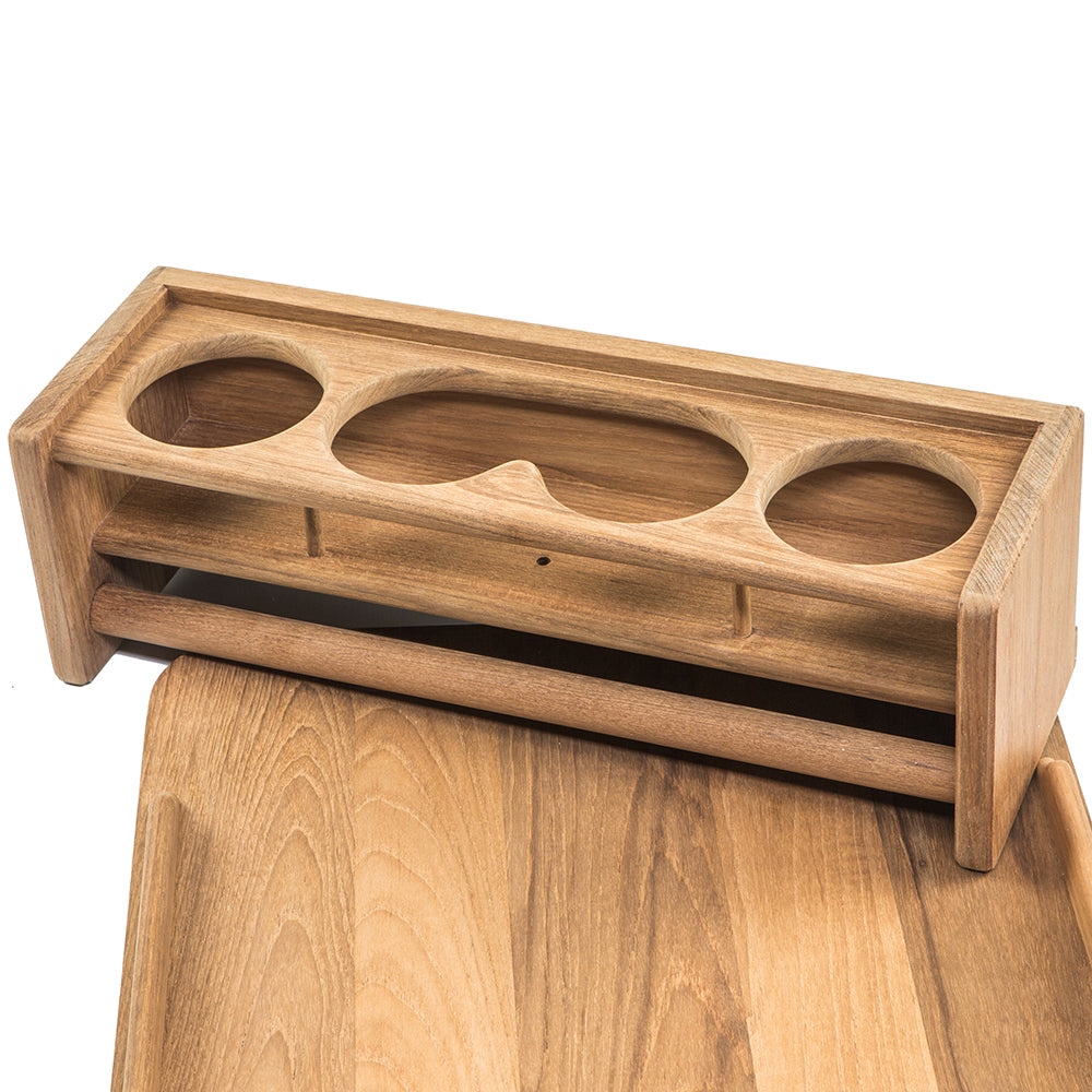 Whitecap Teak Drinkholder w/Removable Cockpit Table Top - Holds 4 Glasses [61394] - Houseboatparts.com